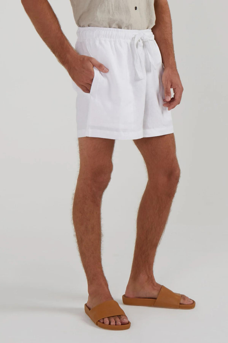 24/7 LOUNGE LINEN SHORTS IN WHITE