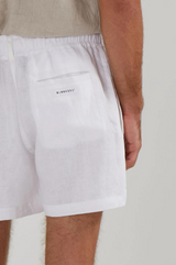 24/7 LOUNGE LINEN SHORTS IN WHITE