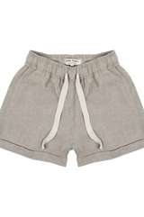 CUFFED LOUNGE LINEN SHORTS IN OAK