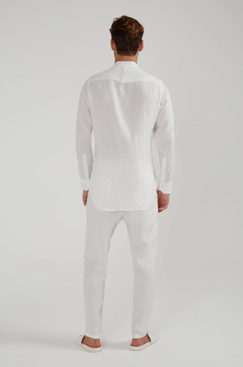 MILE HIGH LONG SLEEVE LINEN SHIRT IN WHITE