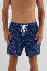 RECYCLED SWIM SHORTS IN NAVY BIB-80351 PRINT