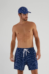 RECYCLED SWIM SHORTS IN NAVY BIB-80351 PRINT