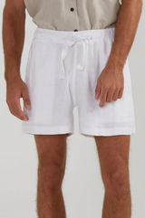 24/7 LOUNGE LINEN SHORTS IN WHITE