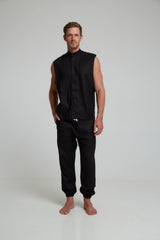 GUNS SLEEVELESS LINEN SHIRT IN BLACK