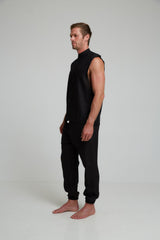 GUNS SLEEVELESS LINEN SHIRT IN BLACK