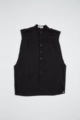 GUNS SLEEVELESS LINEN SHIRT IN BLACK