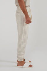 SOCIETY LOUNGE LINEN LONG PANTS IN OAK STRIPE